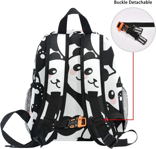 Vista 6 de Mochila con correa para el pecho para niños preescolares, Pandas, Classic