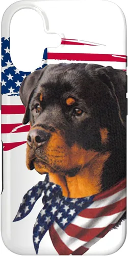 Vista 32 de Funda genial impresionante con la bandera estadounidense para iPhone 16 Rottweiler Dog