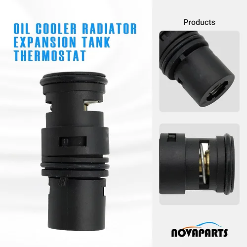 Vista 2 de NOVAPARTS 17111437362 Termostato del tanque de expansión del radiador del refrigerador de aceite para BMW E46 323i 323ci 328i 328ci 325i 325ci 330i