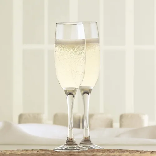 Vista 4 de LAV Juego de 6 copas de champán – Copas de champán transparentes de 7.25 oz – Vasos de mimosa con diseño clásico elegante – Vasos Prosecco