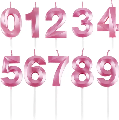 Vista 11 de BEAN LIEVE Velas numéricas de cumpleaños – Velas numéricas para pastel de cumpleaños número 0 1 2 3 4 5 6 7 8 9 utilizado para decoración de Oro rosa