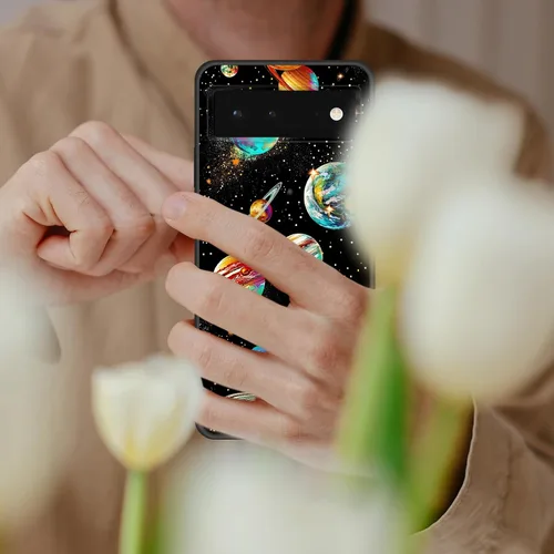Vista 215 de Funda delgada para Google Pixel 4 XL, funda delgada de silicona de TPU suave a prueba de golpes para Google Pixel 4 XL, astronauta Galaxy