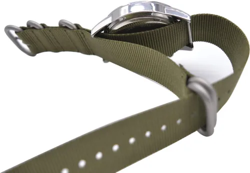 Vista 5 de ArtStyle Correa para reloj, de nylon, colorida, con hebilla pulida resistente. Verde Armada (ArmyGreen)