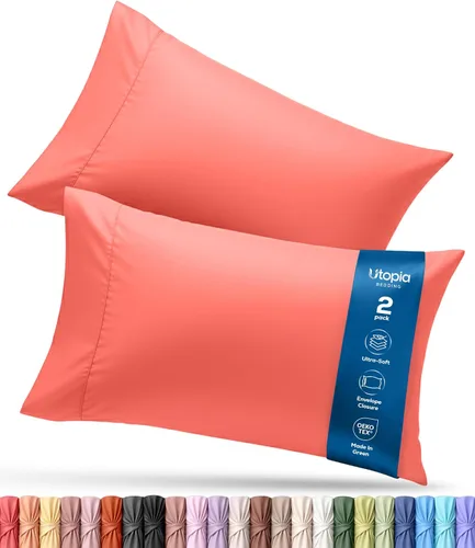 Vista 23 de Utopia Bedding - Juego de 2 fundas de almohada tamaño estándar, con cierre de sobre, tela de microfibra cepillada suave, resistentes al encogimiento