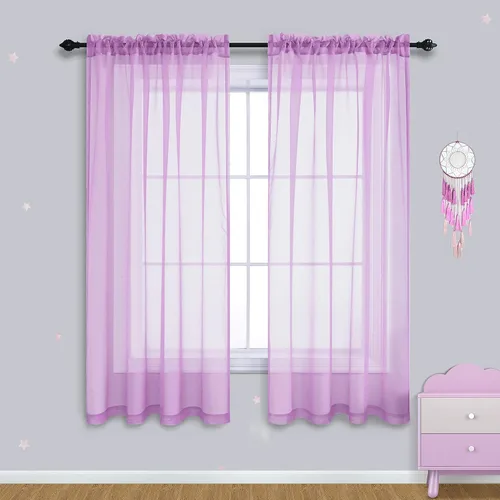 Vista 11 de Cortinas traslúcidas negras de 45 pulgadas de largo para ventanas de baño, juego de 2 paneles, cortinas de media ventana para cocina y dormitorio