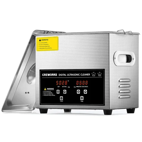 Vista 11 de Máquina de Limpieza Ultrasónica Profesional CREWORKS, Máquina Ultrasónica con Calentador y Temporizador, Limpiador Ultrasónico Digital para Joyas