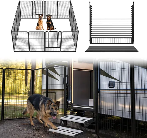 Vista 32 de FXW Rollick - Corralito para perros para patio, campamento con casa rodante, patentado, 24 pulgadas, 2 paneles Fácil instalación, resistente