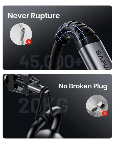 Vista 5 de Cable USB C a Lightning [6.6 pies, paquete de 2 unidades con certificación Apple MFi] Cable de carga de nailon trenzado para iPhone, cables de carga