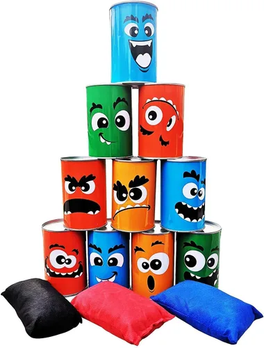 Vista 5 de Juegos de torre gigante de volteo de bloques de madera para apilar + juego de lanzamiento de bolsas de frijoles para adultos, niños, diversión