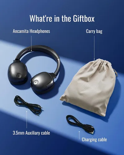 Vista 7 de Auriculares híbridos con cancelación activa de ruido, Bluetooth inalámbrico sobre la oreja, tiempo de reproducción ANC de 50 horas, giratorio