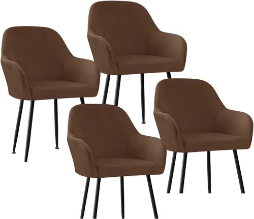 Vista 43 de Fundas protectoras de terciopelo elástico para sillas de comedor con brazos y respaldo curvado pequeño, juego de 6/4/2 para cocina, oficina, hogar