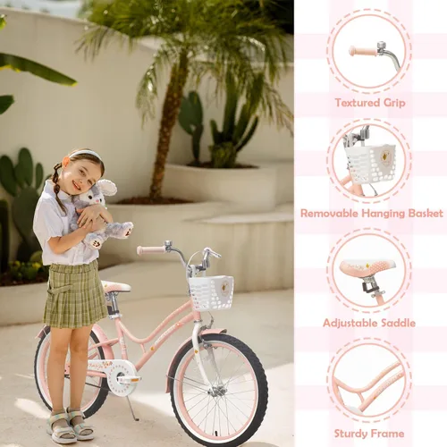 Vista 3 de ACEGER Kids Bike for 2-14 Years Old, 12 14 16 18 Inch Girls Bike with Removable Training Wheels, 20 Inch Kid's Bicycle with Kickstand only