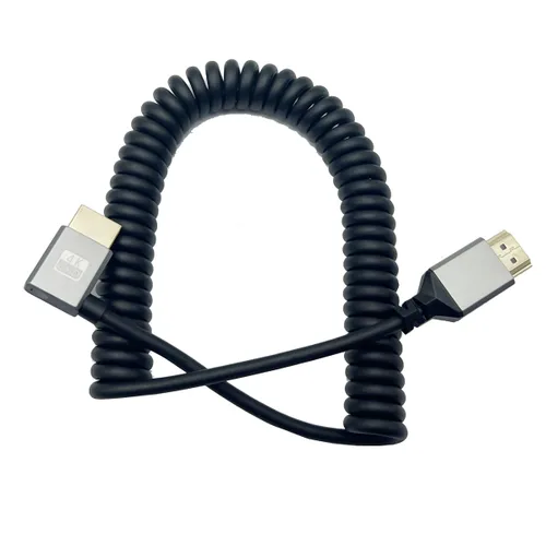 Vista 2 de Seadream Cable HDMI en espiral en ángulo 4K, cable HDMI macho a macho, HDMI 2.0 18 Gbps convertidor de extensión de cable HDTV compatible con 3D