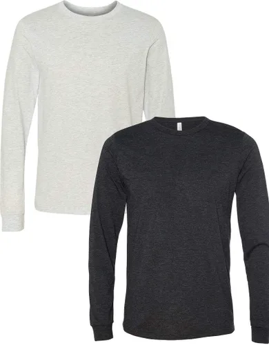 Vista 147 de Canvas Filmore 3501 - Camiseta de 4.2 onzas para hombre manga larga (1) Ceniza + (1) Jaspeado atlético