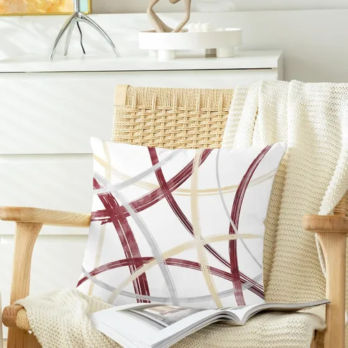 Vista 3 de CaliTime Juego de 2 fundas de almohada decorativas de vellón con líneas geométricas abstractas en forma de arco, para sofá, cama, decoración de casa