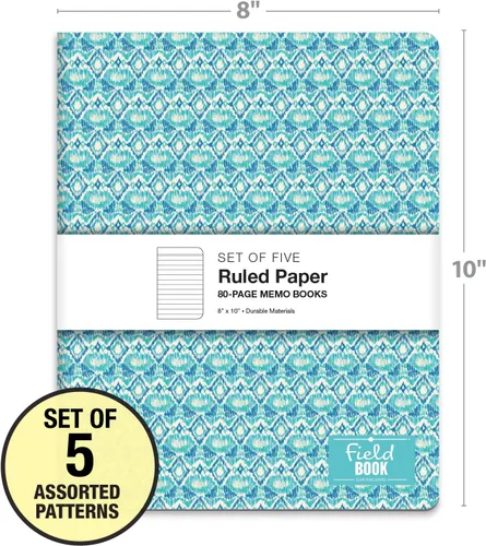 Vista 2 de Elan Publishing Company Cuaderno de campo - 8 x 10 pulgadas - Fundas Ikat - Forrado - Paquete de 5
