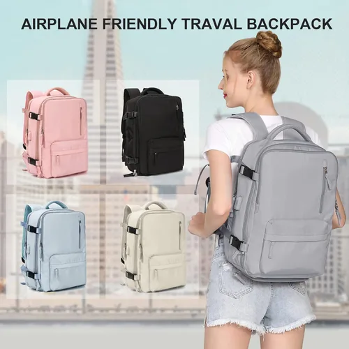 Vista 8 de Mochila de viaje grande para mujer, mochila de transporte, mochila de senderismo impermeable, mochila deportiva al aire libre, mochila casual