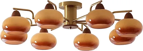 Vista 10 de KCO Lighting Lámpara de Techo Dorada de 3 Luces con Globo de Cristal Chandelier Sputnik Vintage Accesorio de Lámpara de Techo Sputnik Chandelier