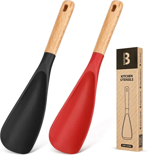 Vista 19 de Cuchara de cocina para utensilios de cocina antiadherentes, ideal para cocinar y servir silicona mate resistente sin BPA, cuchara con mango