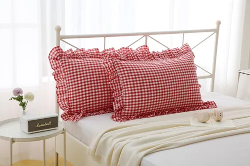 Vista 10 de Fundas de almohada cuadradas a cuadros en blanco y negro con volantes, fundas de almohada a cuadros, fundas de almohada de gingham, fundas