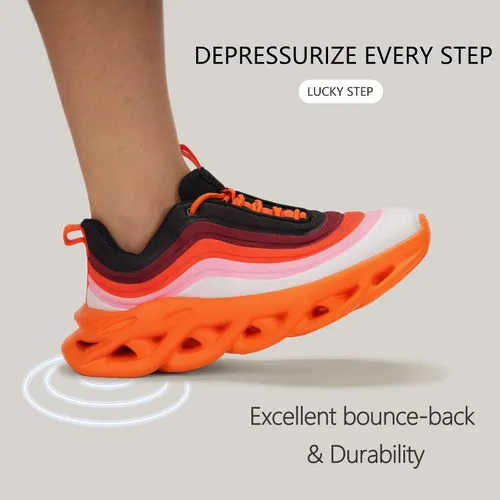 Vista 2 de LUCKY STEP Tenis de moda para mujer con plataforma gruesa teñido anudado arcoíris