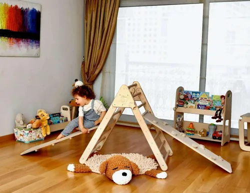 Vista 4 de Montessori Triángulo de escalada Marco de escalada interior de madera para niños y niños pequeños Estructura de escalada Montessori Triángulo