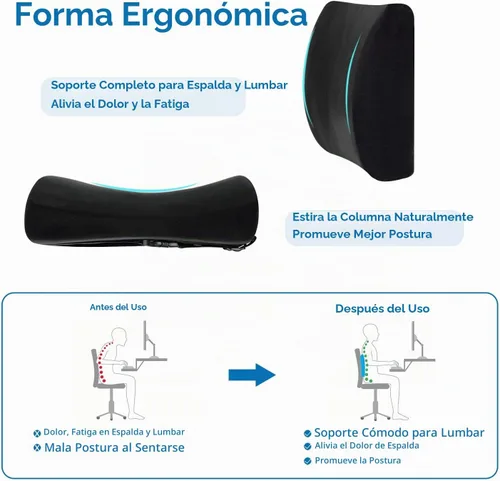 Vista 2 de SAIREIDER Almohada cómoda de apoyo lumbar para silla de oficina, almohadas de respaldo de espuma viscoelástica para coche, silla de juegos, silla