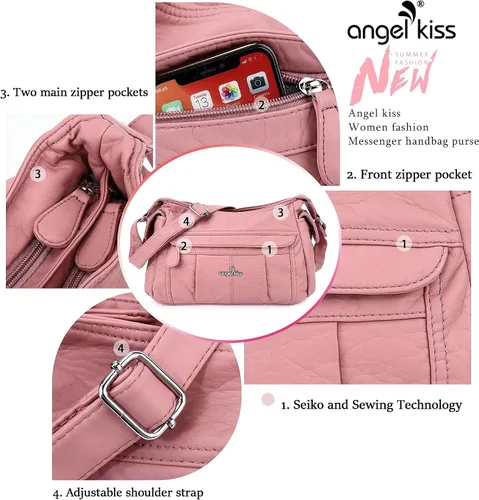 Vista 5 de Angelkiss Bolsos cruzados para mujer bolsos de hombro y monederos medianos de piel sintética