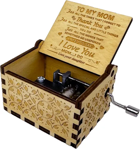 Vista 10 de Caja de música You are My Sunshine from Daughter to Dad, manivela clásica grabada, cajas musicales grabadas, regalos de recuerdo para papá de hija