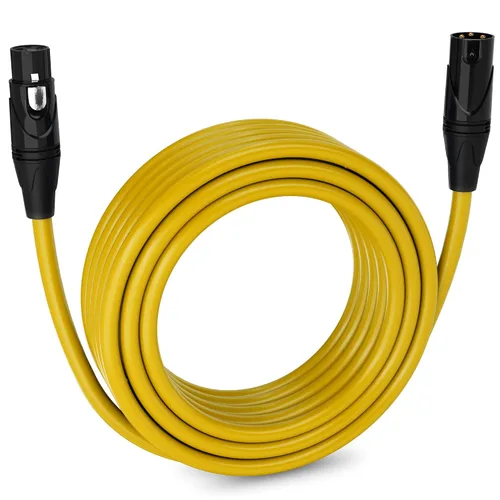 Vista 128 de LyxPro Cable de micrófono XLR hembra a macho de ángulo recto de 3 pines de 1.5 pies para altavoces amplificados, interfaz de audio, rendimiento