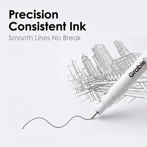 Vista 5 de Grabie Bolígrafos Micro Fineliner, 6 bolígrafos de dibujo impermeables 6-negro