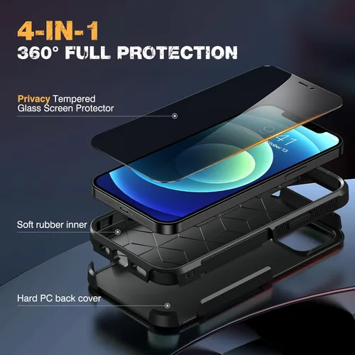 Vista 2 de Diaclara Funda diseñada para iPhone 12/iPhone 12 Pro, [con protector de pantalla de privacidad] [antiespía]