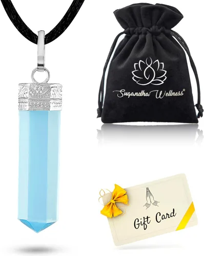 Vista 11 de Collar de Amazonita – Colgante de cristal curativo natural para calma, equilibrio y energía positiva Joyas de piedra cruda para hombres y mujeres