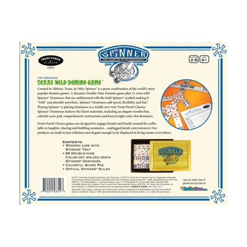 Vista 4 de Front Porch Classics, Juego de dominó Spinner en estuche de madera coleccionable de Front Porch Classics para 2 a 8 jugadores a partir de 8 años