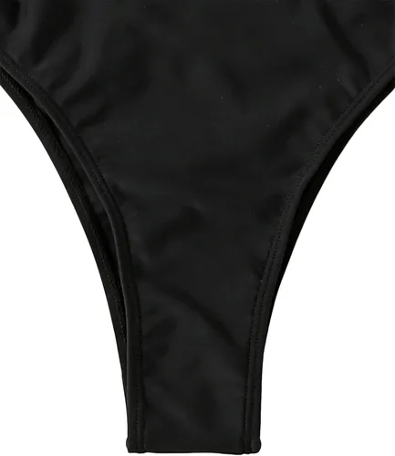 Vista 4 de SweatyRocks Traje de baño sólido de una pieza para mujer con corte de un hombro
