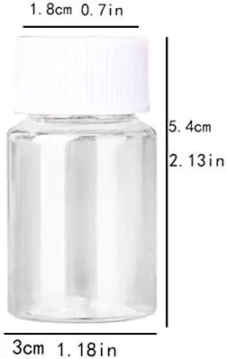 Vista 2 de HLLMX - 8 botellas vacías de plástico transparente para píldoras, botella de reactivo químico, botella de líquido botella de polvo sólido, 0.7 fl oz
