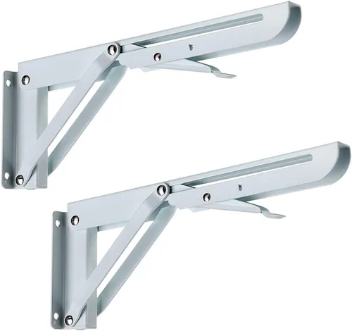 Vista 10 de Sumnacon - Soportes plegables resistentes, soportes de estante de metal negro de alta resistencia para mesa y banco, escuadra triangular de 8