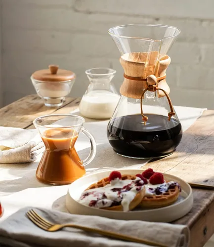 Vista 5 de Cafetera de vidrio para verter Chemex - Serie Clásica - 8 tazas - Embalaje exclusivo Cafetera de goteo manual, vidrio de borosilicato no poroso