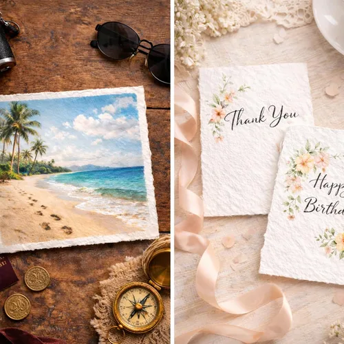 Vista 7 de 60 hojas de papel de acuarela de algodón blanco de 300 GSM, borde texturizado de 5 x 7 pulgadas, ideal para invitaciones de boda, acuarelas 60 Piezas