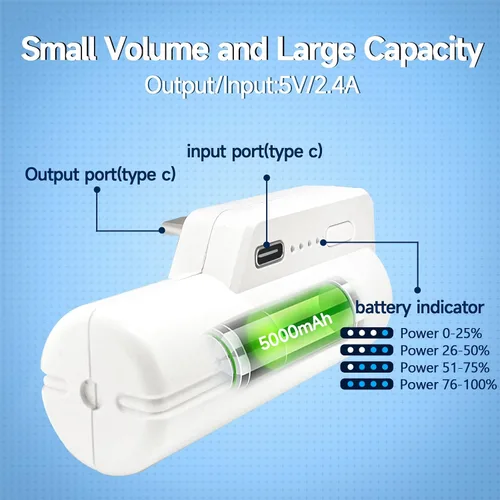 Vista 3 de Battery Pack for Oculus Quest 2 Lightweight Portable Power Bank Accessories Mini Charging Capsule Fast Charging VR Extended Battery Pack 5000mAh