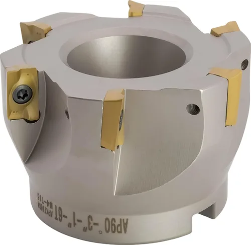 Vista 5 de Molino de cara indexable de 90° de 2" (Shell), para fresado de hombro cuadrado, diámetro del orificio del eje de 3/4", 4 flautas, con 4 piezas
