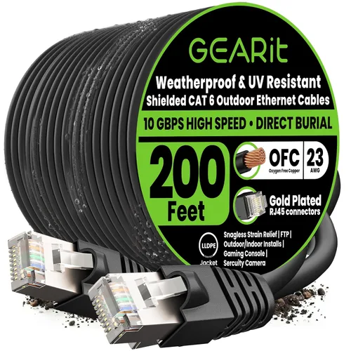 Vista 13 de GEARit - Cable Ethernet Cat6 para exteriores (3 m) 23AWG de cobre puro, FTP, LLDPE, impermeable, entierro directo, en tierra, resistente a UV, POE