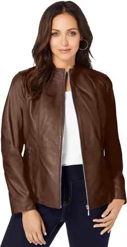 Vista 14 de Jessica London Chaqueta de cuero con cremallera frontal Negro