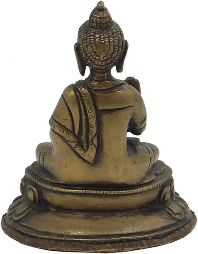 Vista 4 de DharmaObjects Buda tibetano meditador de latón acabado antiguo (Buda bendición)
