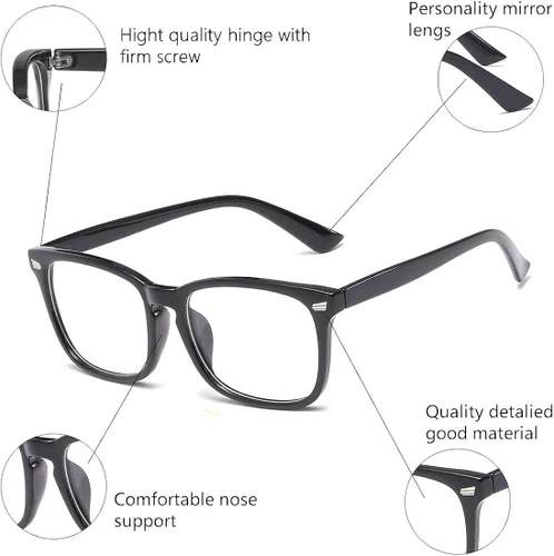 Vista 5 de ENSARJOE Lentes de lentes cuadrados unisex con estilo sin receta y marco transparente para lentes