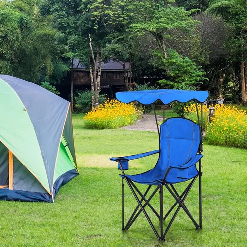 Vista 2 de ALPHA CAMP Silla de camping de gran tamaño con toldo de sombra, sillas de césped plegables