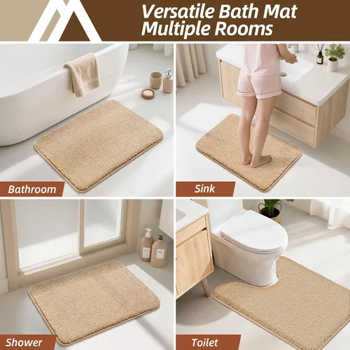 Vista 6 de COSY HOMEER Alfombras extra gruesas para el baño, tapetes de baño antideslizantes, tapete de felpa suave, peludo y 100% micro poliéster, tapete
