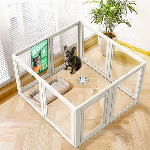 Vista 28 de FXW AuraSpace - Cerca acrílica para perros pequeños, para interiores, 24 pulgadas, 2 paneles, incluye 1 puerta y 1 panel, color negro