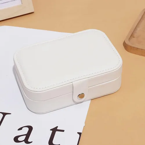 Vista 2 de RT&BS Small Travel Jewelry Case, Travel Jewelry Boxes for Women Girls, Small Jewelry Organizer Box, Valentine's Day Gift (White)