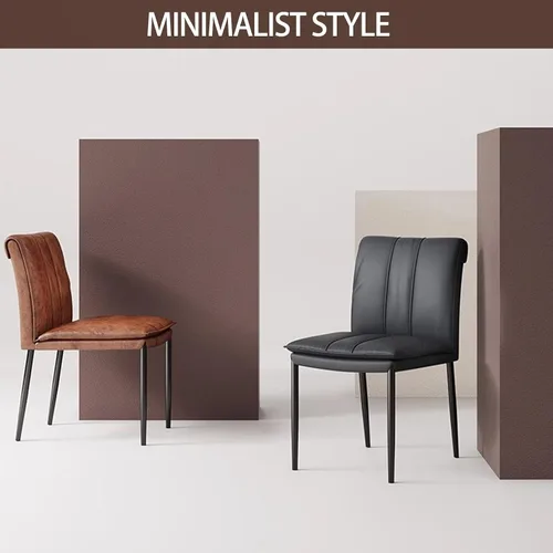 Vista 4 de Kitchen Dining Chairs,Oil Wax Leather Dining Room Chairs with Metal Legs, No Armless Leather Dining Chair with Mediumhigh Backrest for Living Room